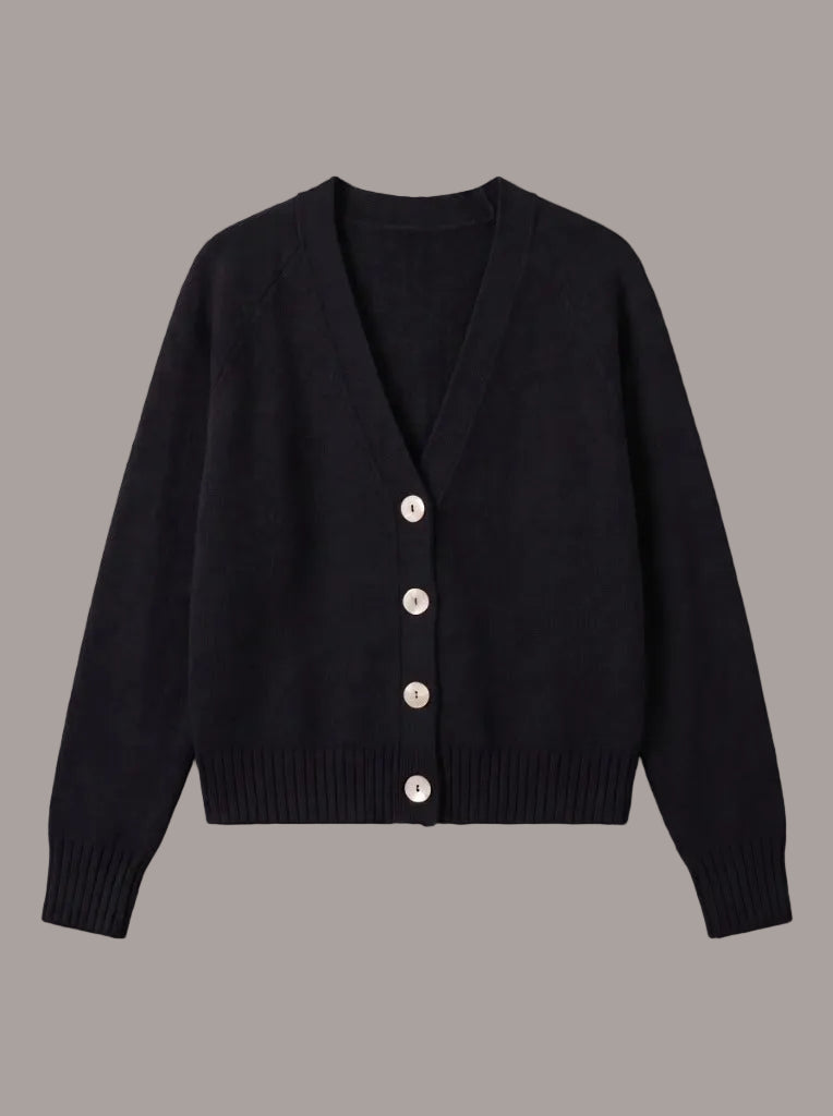 Pure merino Merino Cardigan in Midnight, knitted in Verona | Aeteria Edition 01