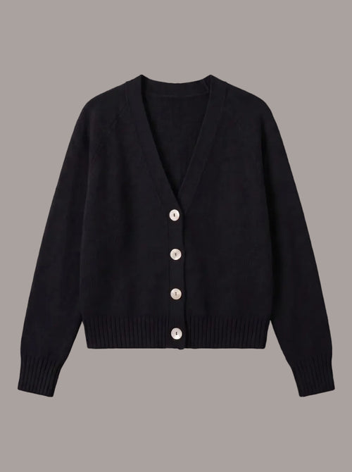 Pure merino Merino Cardigan in Midnight, knitted in Verona | Aeteria Edition 01