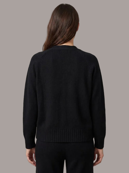 Merino Cardigan in Midnight laid flat, pure merino, Aeteria Edition 01