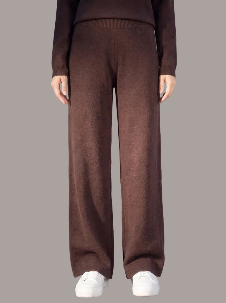 Wool Trousers in Walnut, pure merino detail, knitted in Verona | Aeteria Edition 01