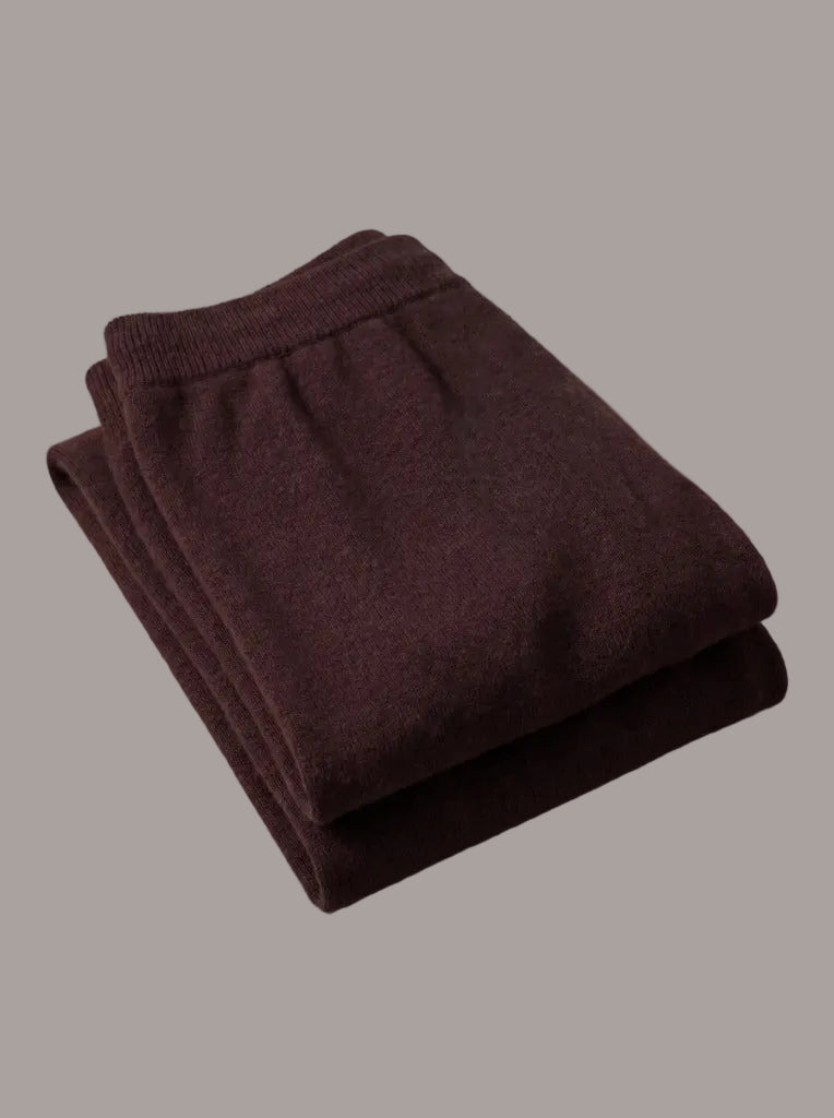 Wool Trousers in Walnut, pure merino knitwear, Aeteria Edition 01